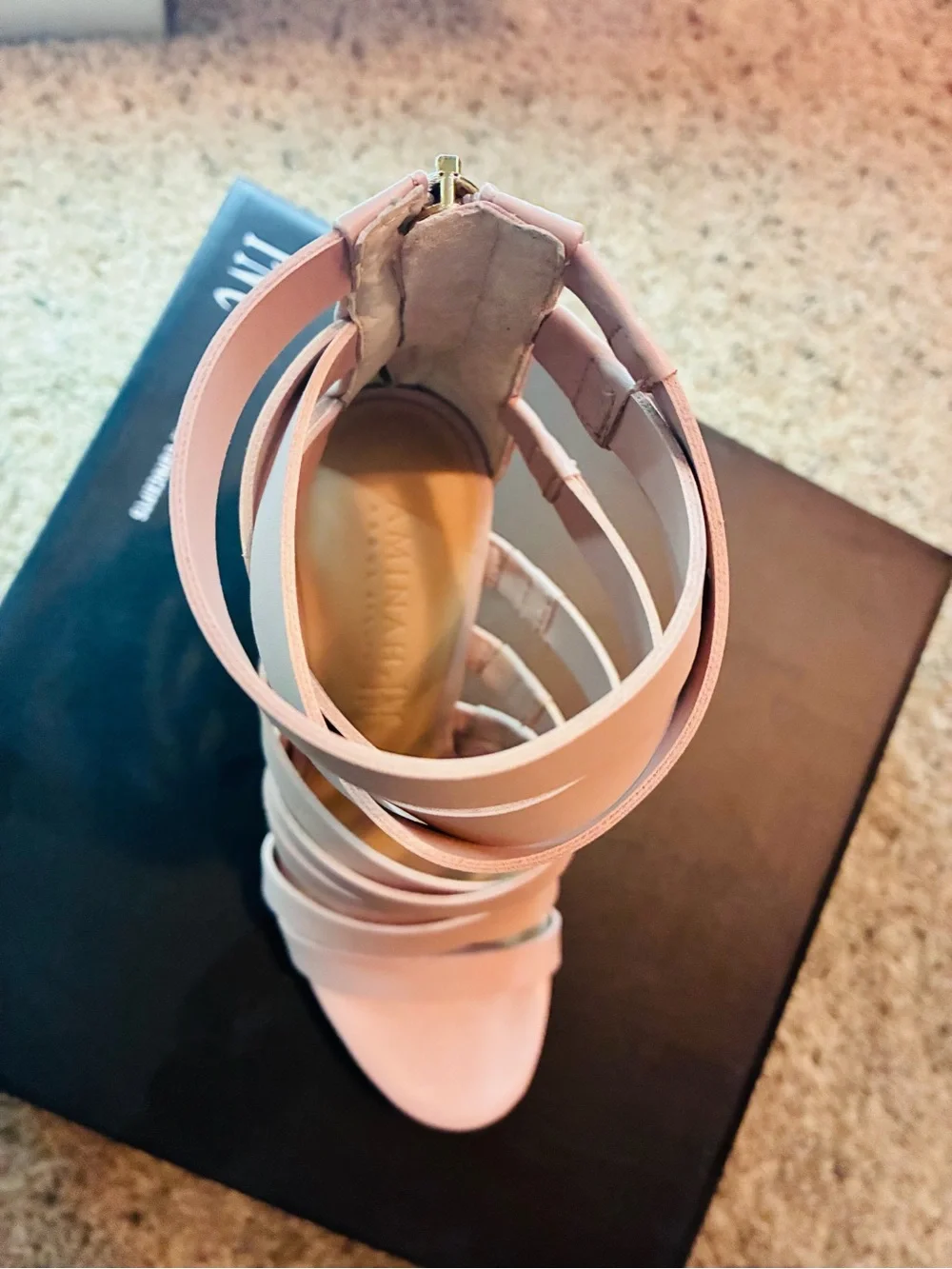 Multi-Strap High Heel Sandal in Blush Pink